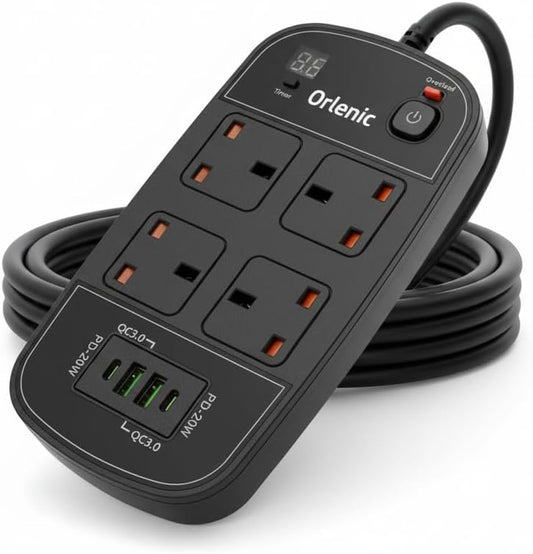 Orlenic 4-Outlet Power Strip with USB Charging Ports & Surge Protection