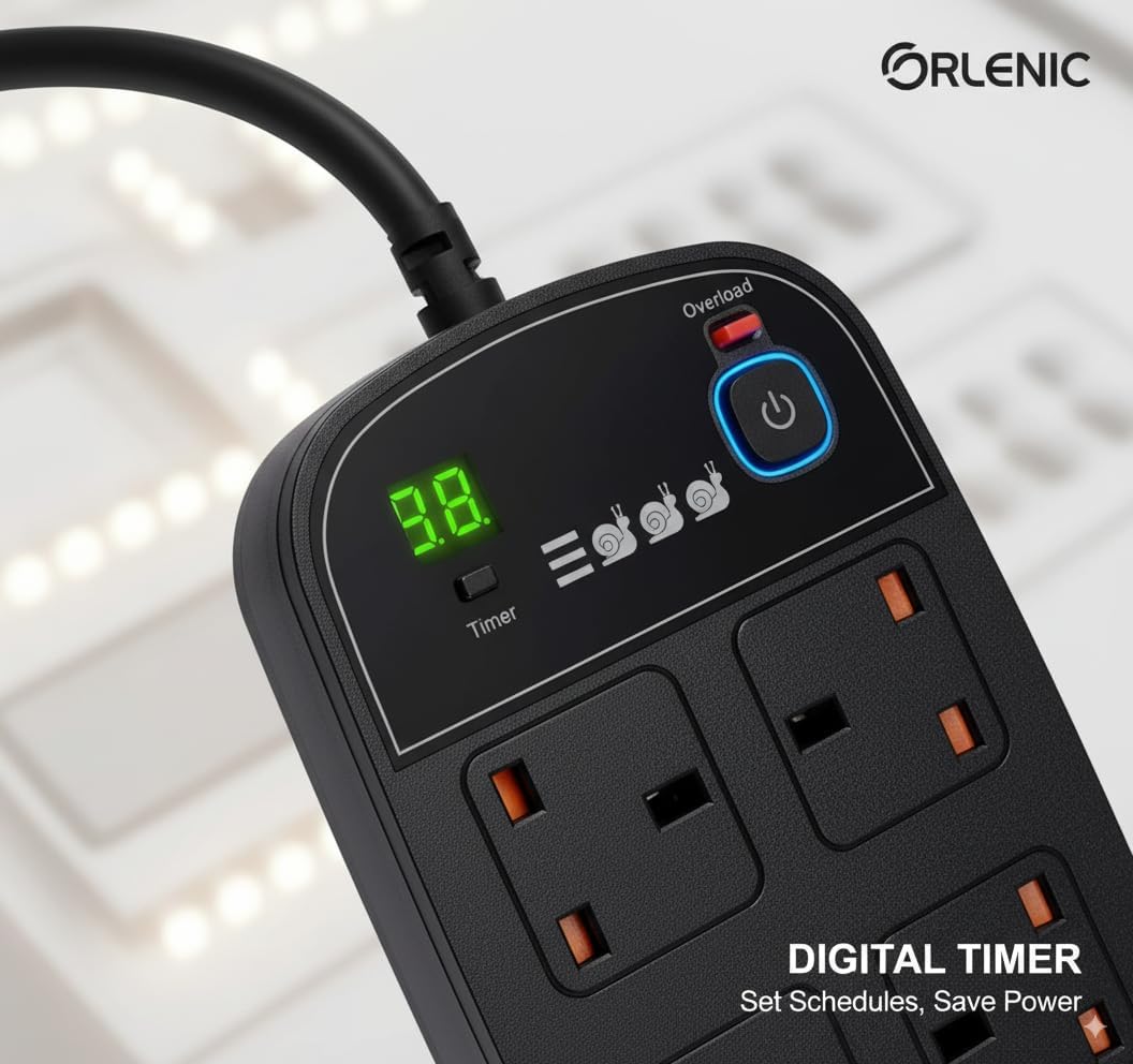 Orlenic 4-Outlet Power Strip with USB Charging Ports & Surge Protection